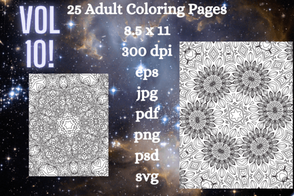 25 Adult Coloring Pages Vol 10: Graphics & Coloring Pages Amp