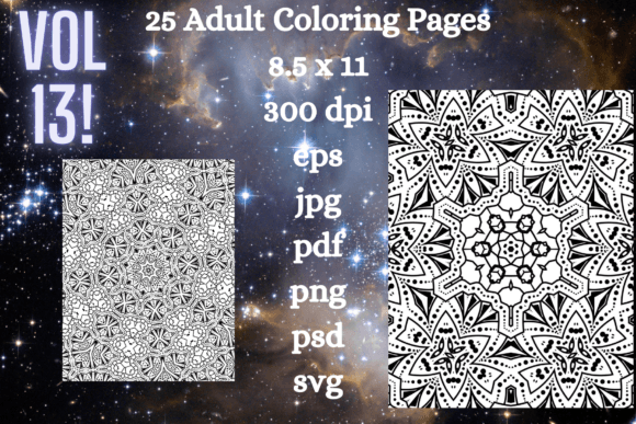 25 Adult Coloring Pages Vol 13: Graphics & Coloring Pages Amp