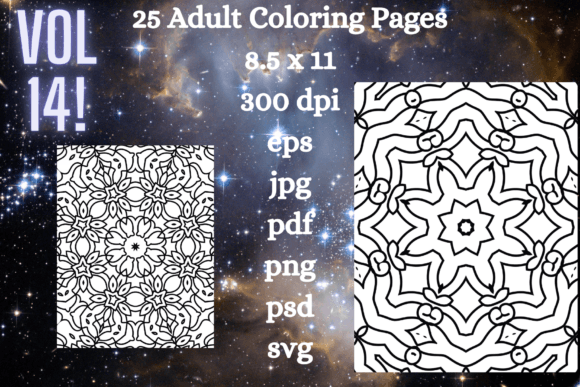 25 Adult Coloring Pages Vol 14: Graphics & Coloring Pages Amp