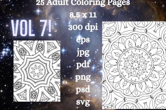 25 Adult Coloring Pages Vol 7: Graphics & Coloring Pages Amp