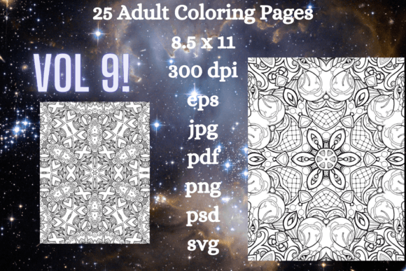 25 Adult Mandala Coloring Pages Vol 9: Graphics & Coloring Pages Amp