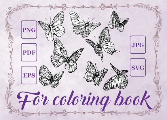 Butterfly Set Adult Coloring Book: Graphics & Coloring Pages Amp