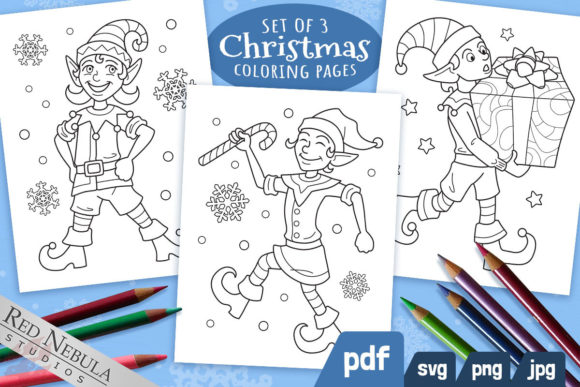 Christmas Elf Coloring Pages for Kids: Graphics & Coloring Pages Amp