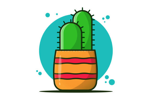Cute Cactus Plant in a Pot Illustration: Graphics Review