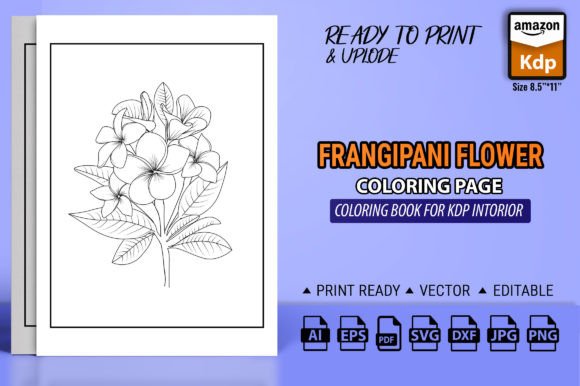Frangipani Flower Coloring Book & Page: Graphics for Handmade Creators