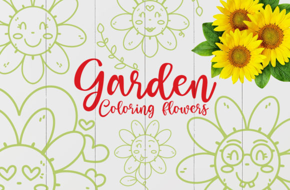 Garden Coloring Flowers: Graphics for Crafts & Creative Projects