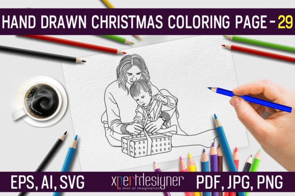 Hand Drawn Christmas Coloring Page 29: Graphics & Coloring Pages Amp