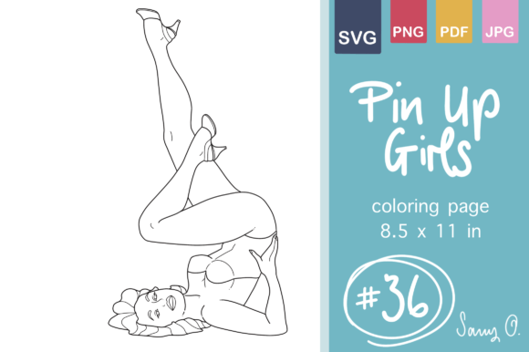 Vintage Pin Up Girls Coloring Clipart: Graphics & Coloring Pages Amp